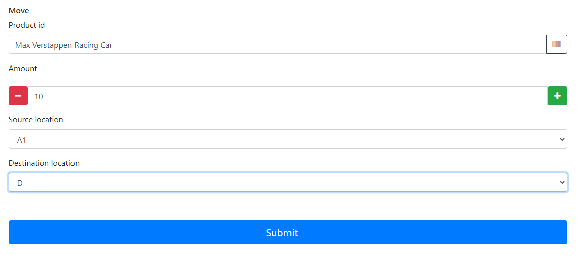 Move inventory form